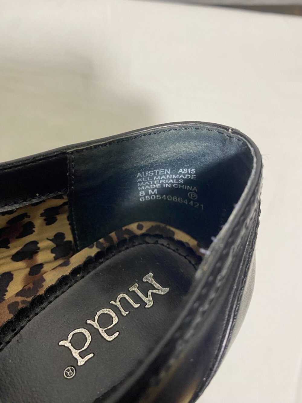 Mudd Austin Black Lace Up Oxford Heels Women’s Size 8M Leopard Print Lining - Picture 7 of 11